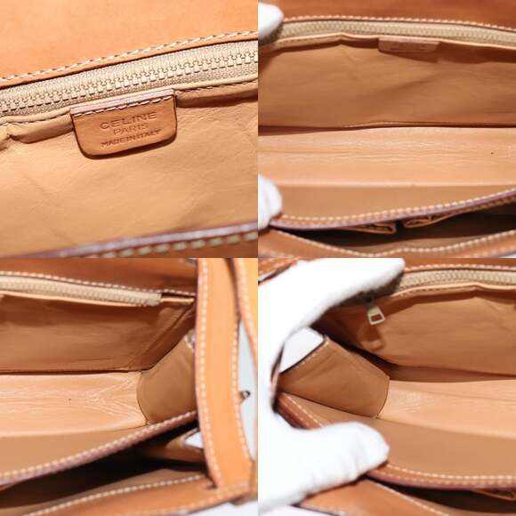 CELINE Macadam Canvas Shoulder Bag Pvc Leather Brown Gold - Picture 11 of 13